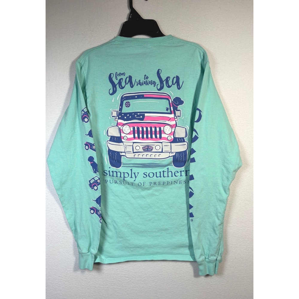 Simply Southern T-Shirt Womens Small Mint Green Excellent Jeep Ron Jon Graphic
